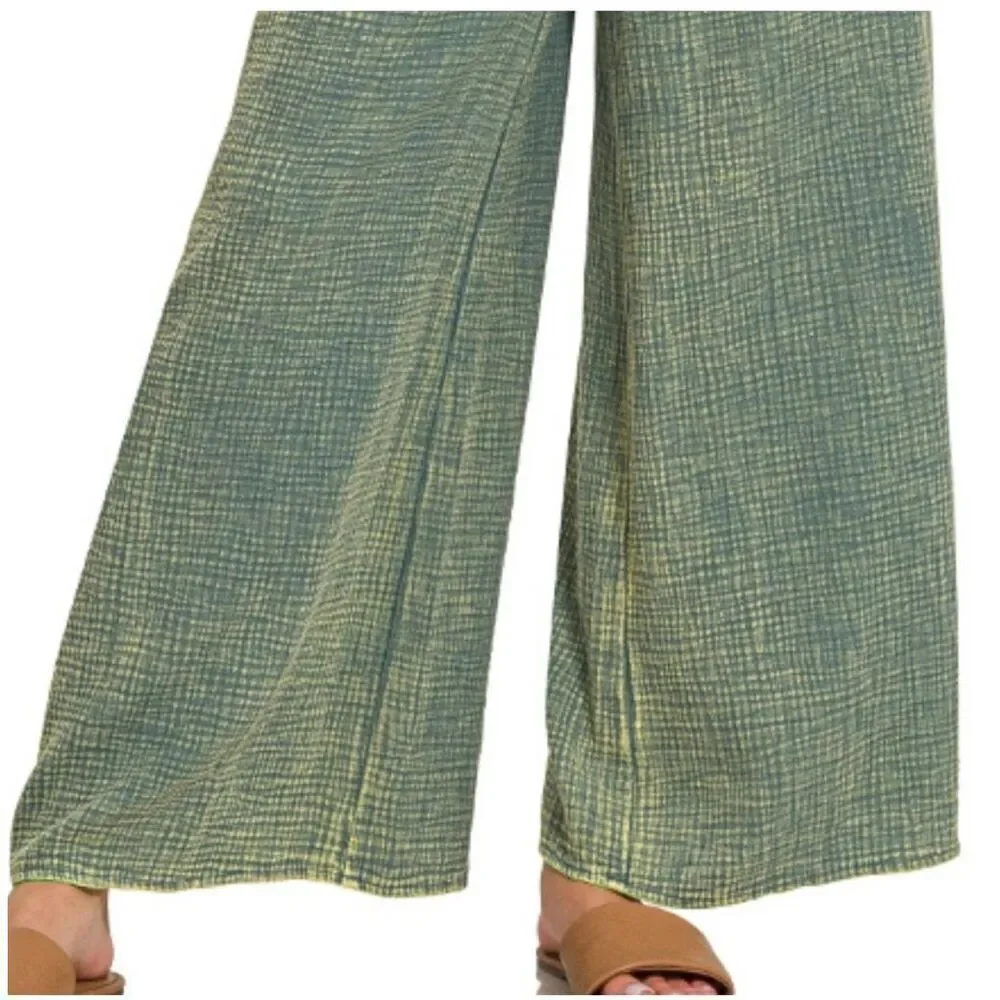 Zenana Green Double Gauze Cotton Wide Leg Overalls Jumpsuit Boho Medium NWT - Picture 6 of 9